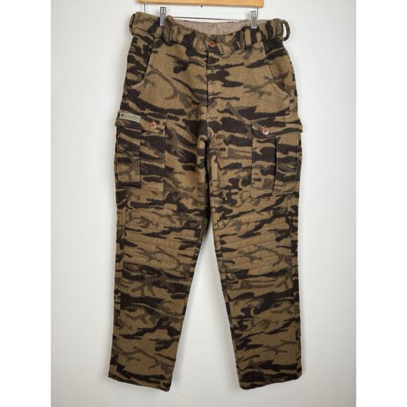 Vintage Columbia Pants Men 34 Brown Camo Gallatin Range Wool Blend Cargo Hunting - Picture 1 of 10